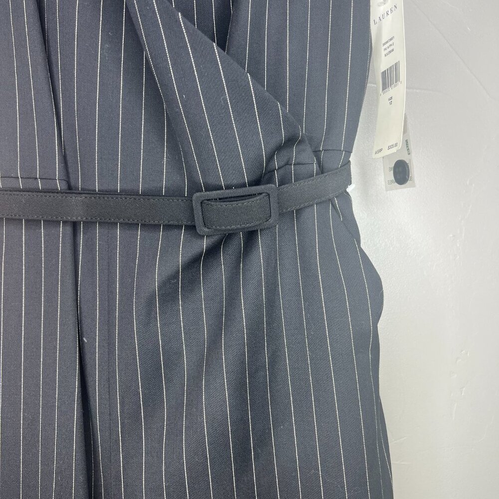 NWT Ralph Lauren Black/Cream Pinstripe Pant Jumpsuit Sz 12-Gorgeous/Classic - Picture 4 of 10